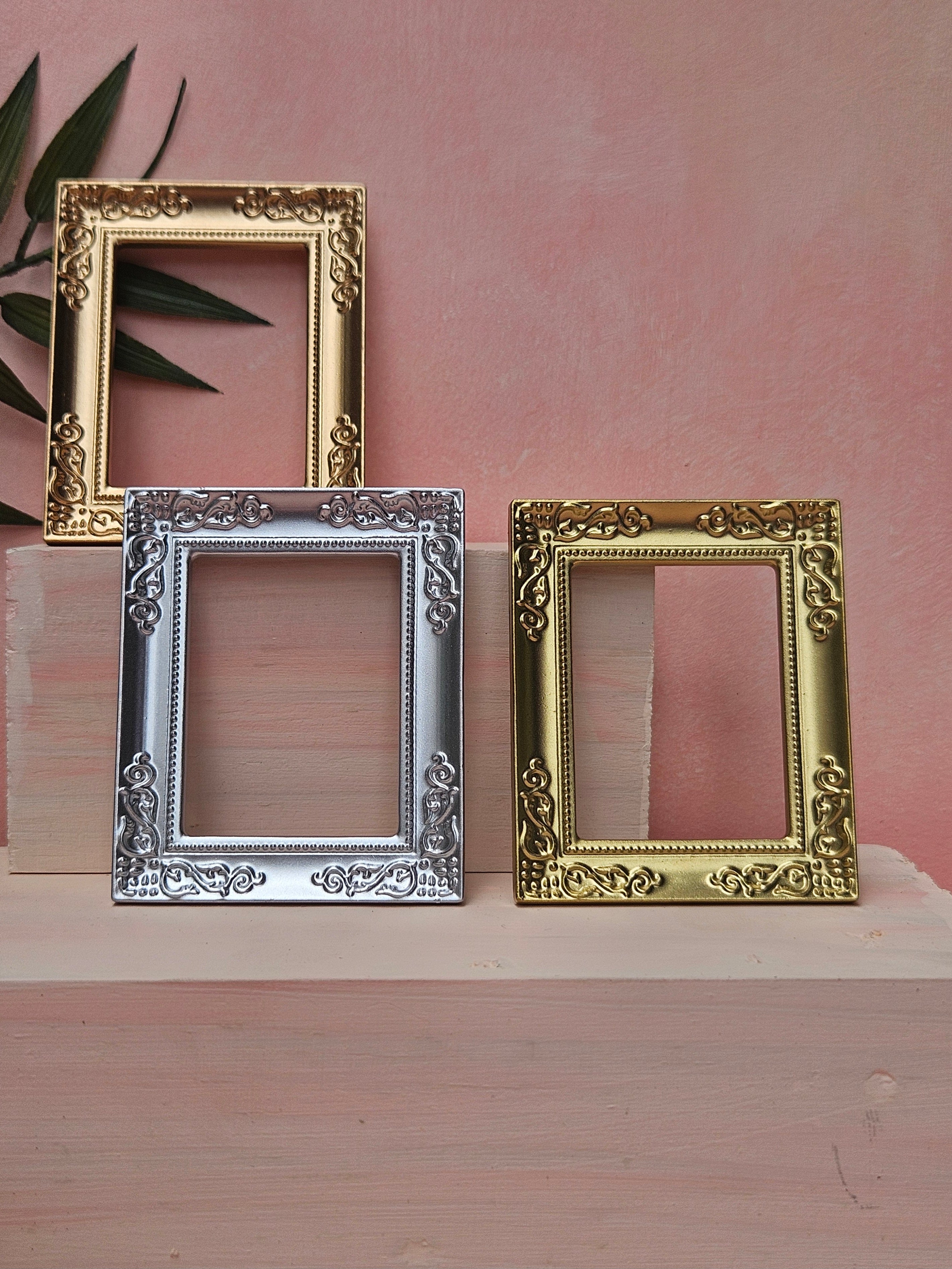 Miniature rose gold photo frame collectible gift and dollhouse craft accessory in India.