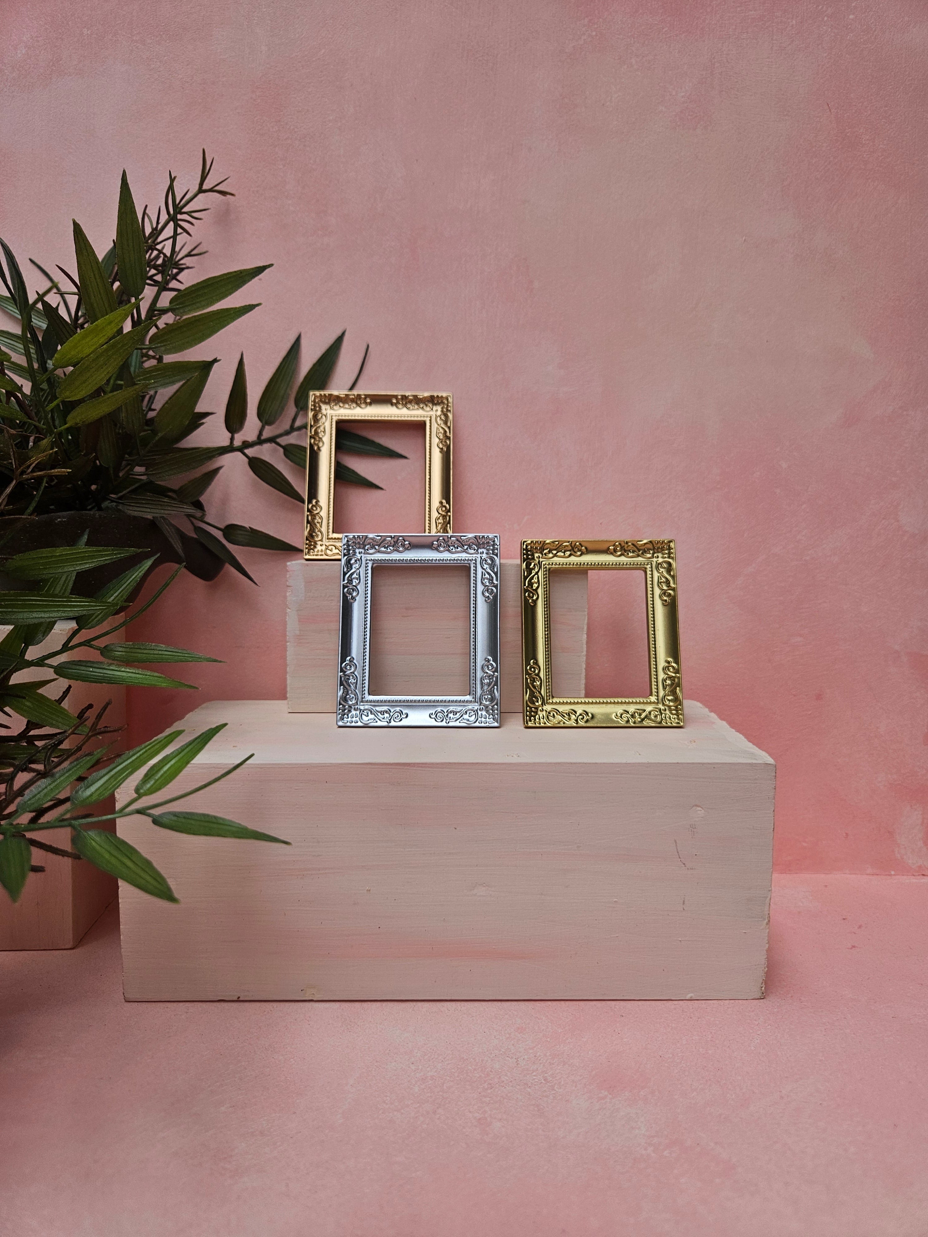 Miniature silver vintage frame collectible for dollhouse décor and DIY miniaturist crafts India.
