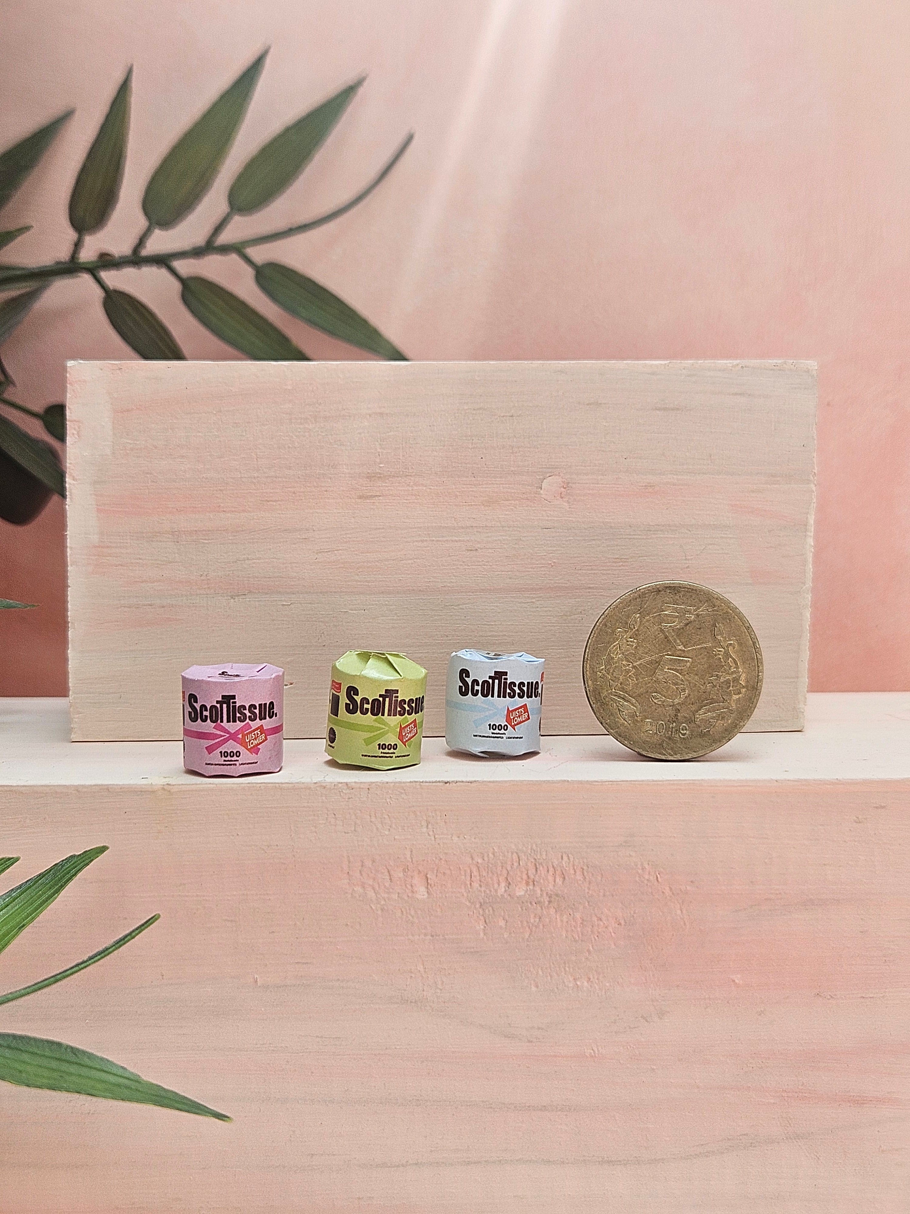 Miniature Tissue Paper pack with realistic detailing for dollhouse décor and collectibles.