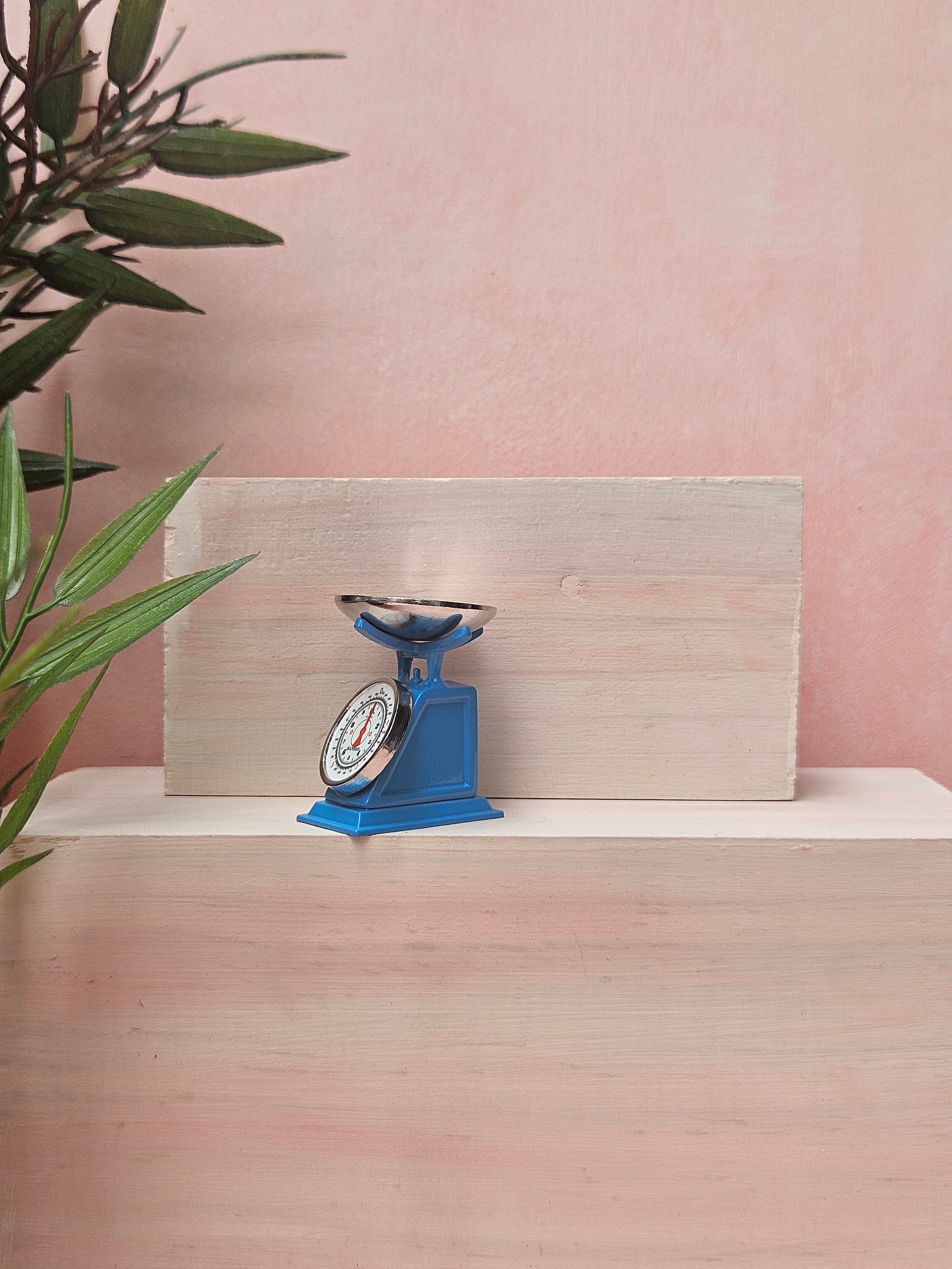 "Handmade miniature weighing scale dollhouse kitchen accessory"