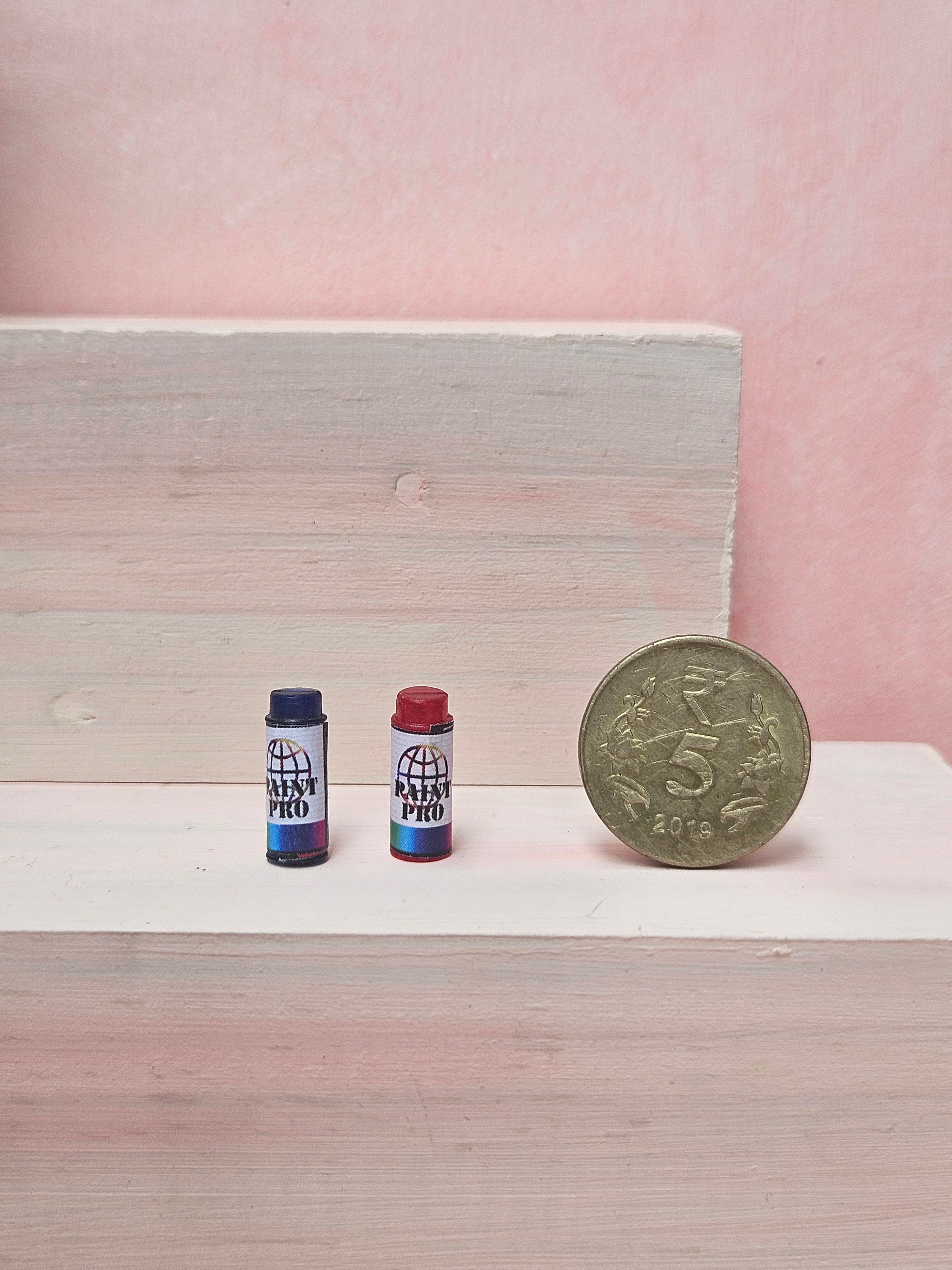 "Realistic miniature spray paint tool dollhouse collectible"