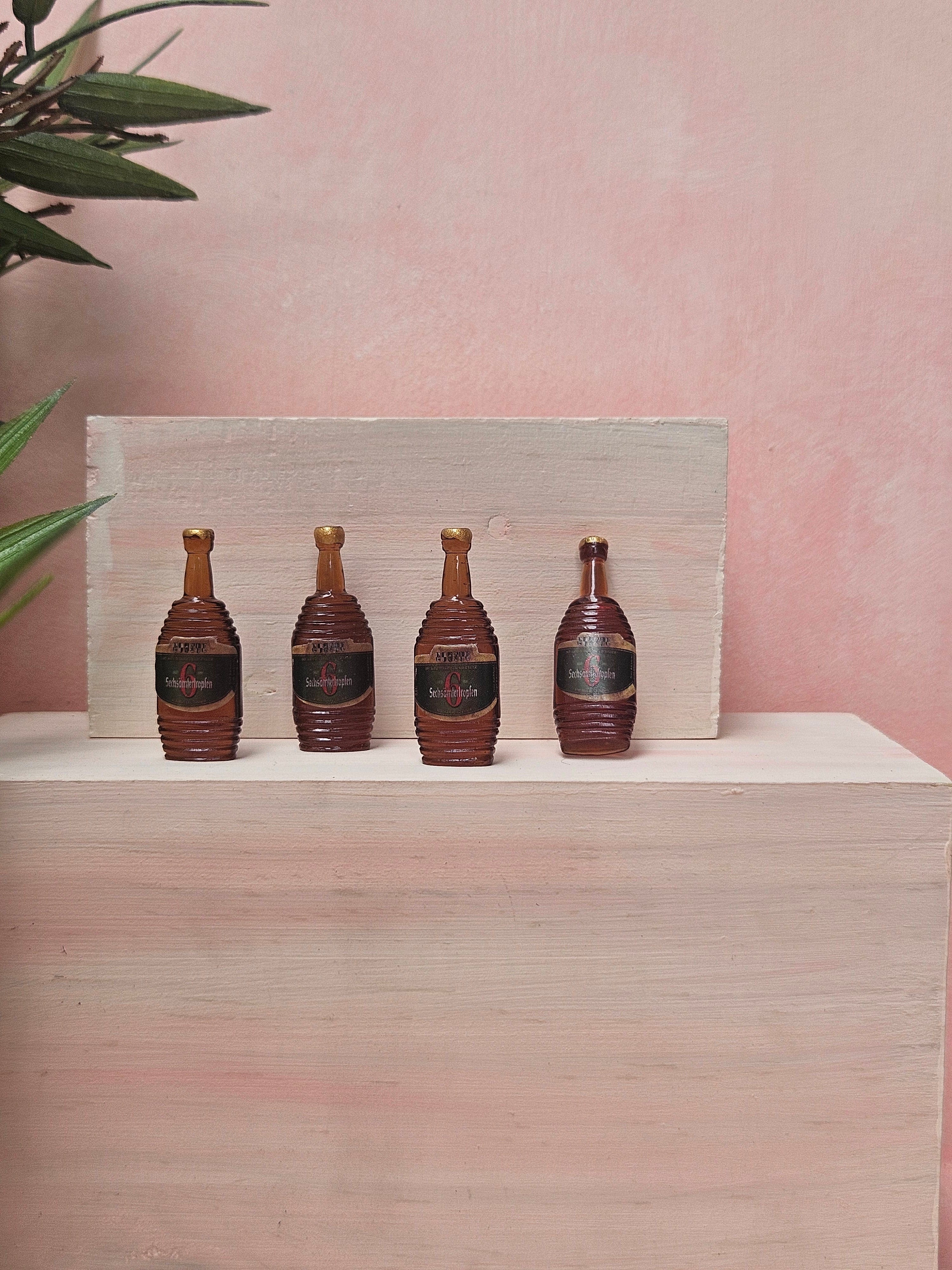 "Handmade miniature alcohol bottles dollhouse bar accessory"