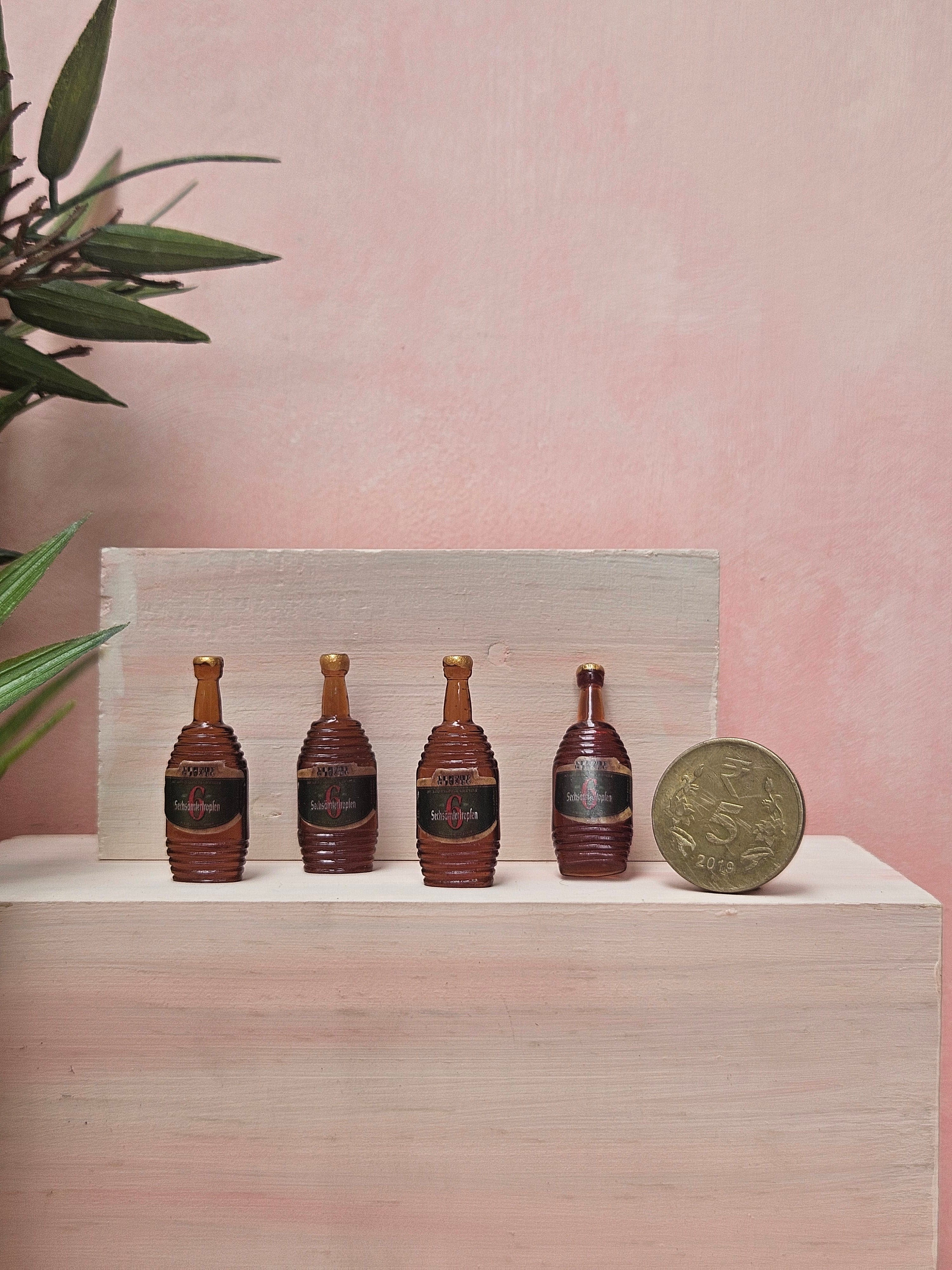 "Miniature alcohol bottles realistic handmade collectible India"