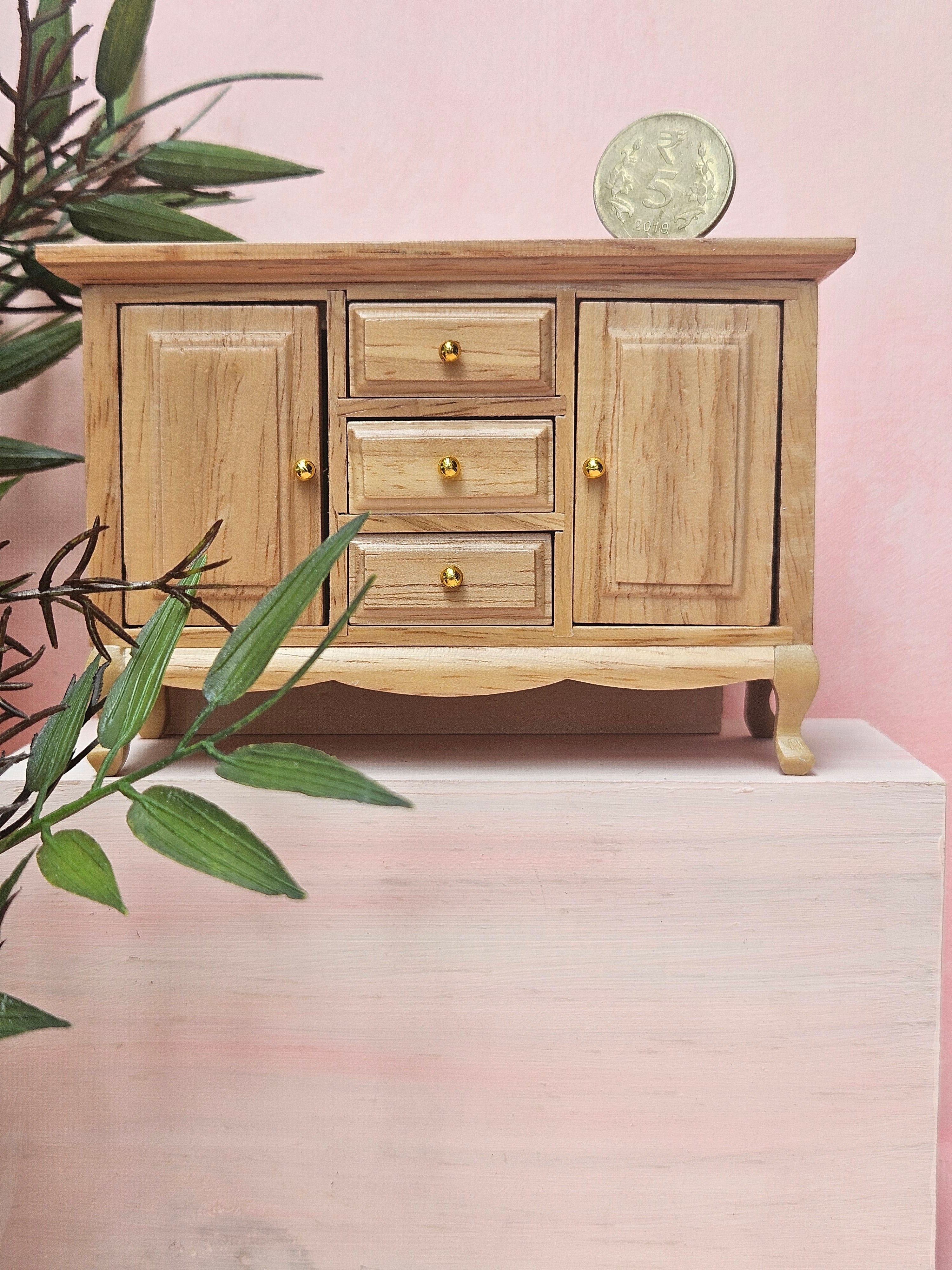 "Miniature cabinet handmade accessory for dollhouse décor"