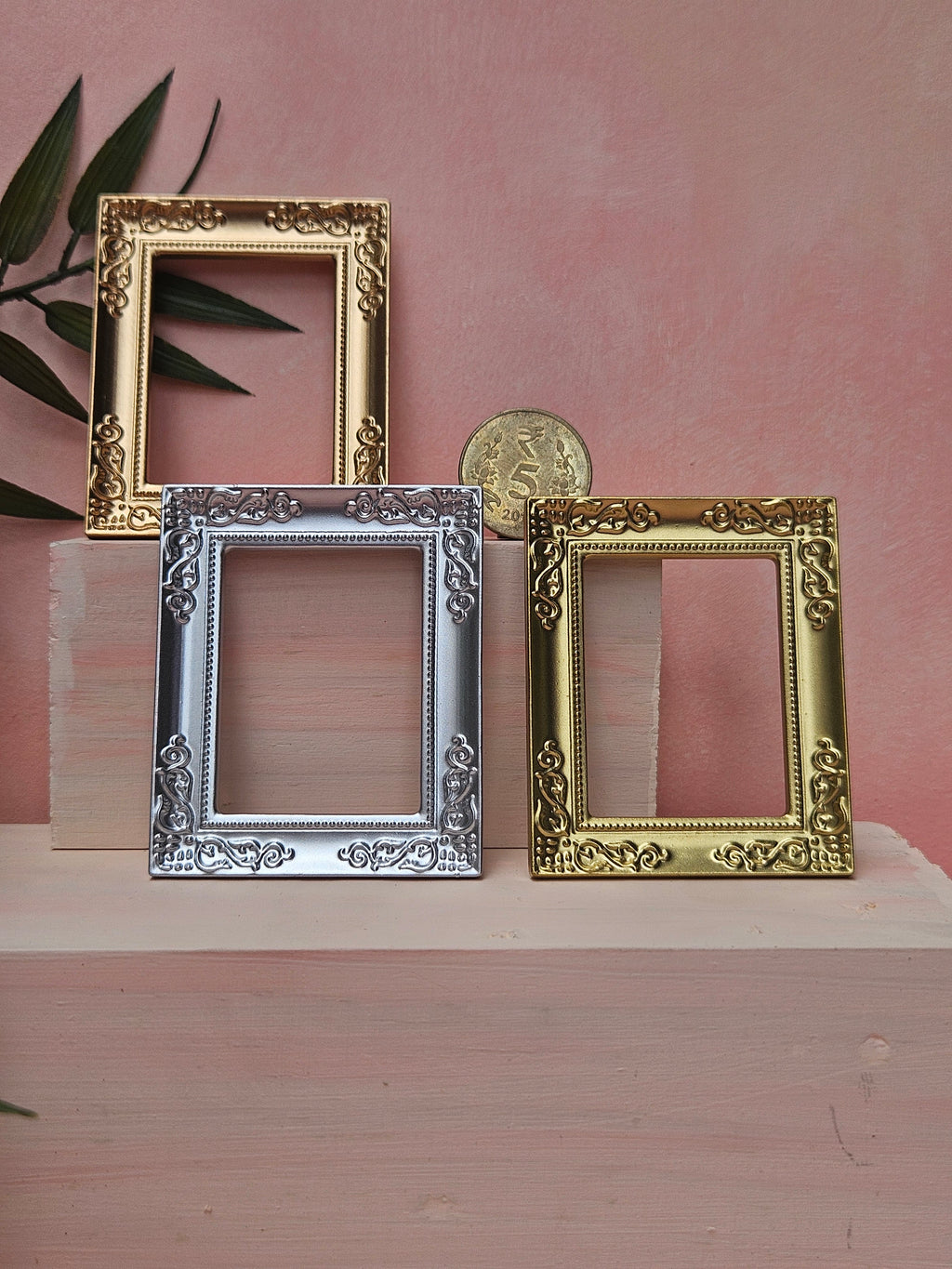 Miniature  gold frame for dollhouse wall décor and DIY crafts in India.