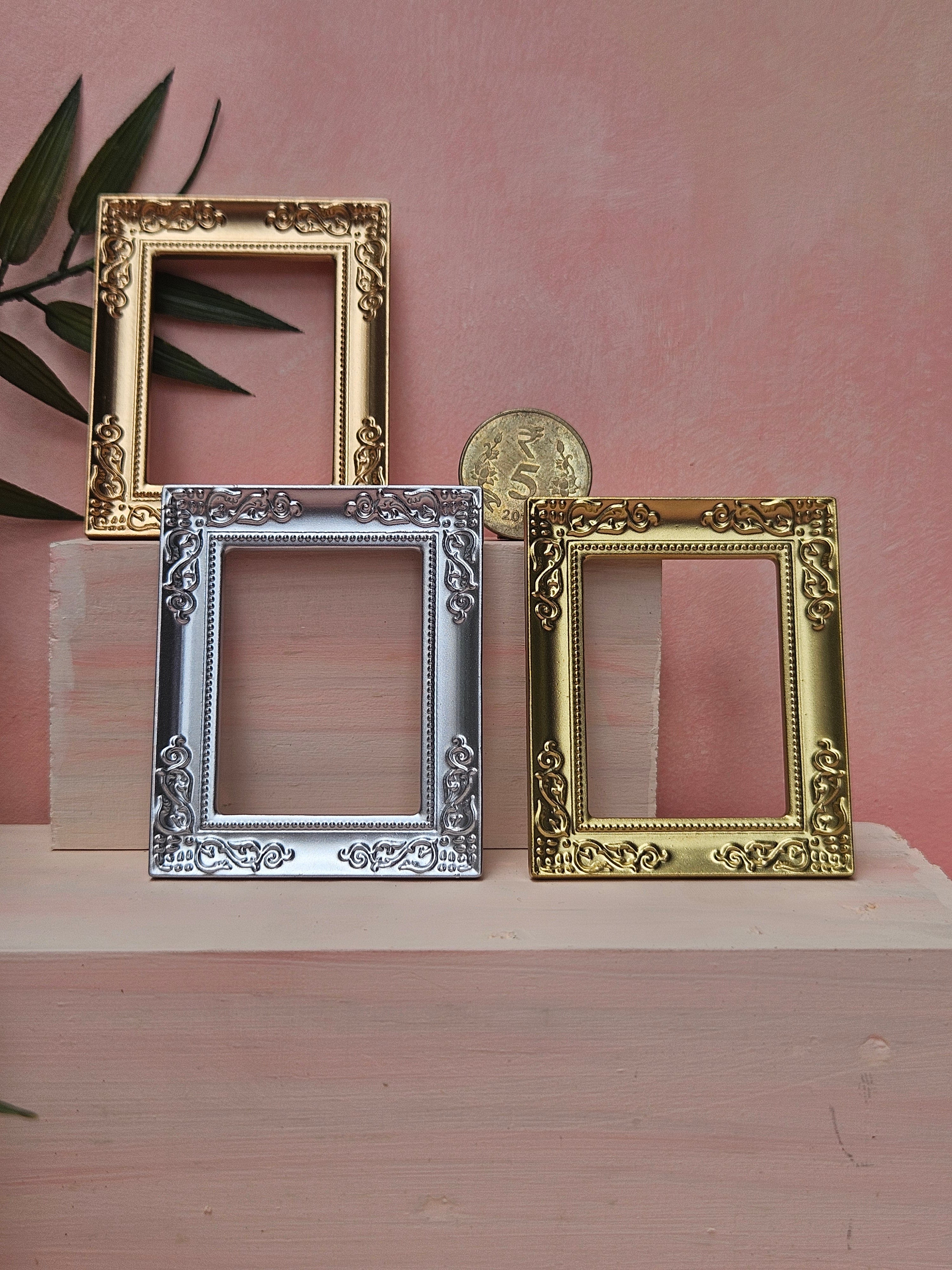 Miniature  gold frame for dollhouse wall décor and DIY crafts in India.