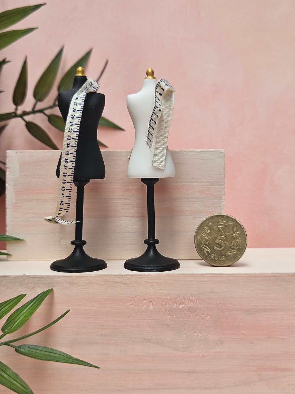 Miniature sewing mannequin and tape collectible gift with detailed fashion design in India