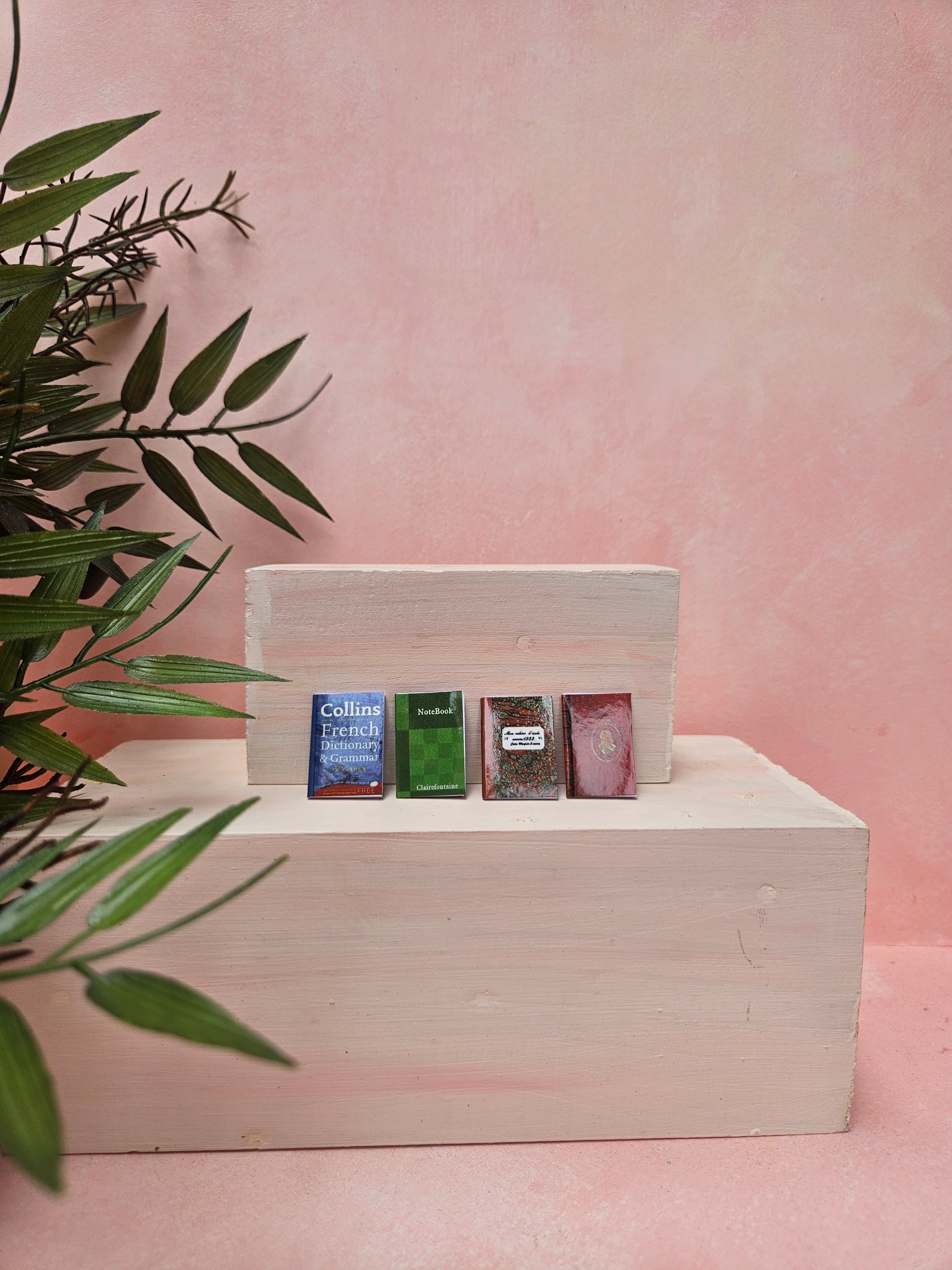 Miniature school notebooks collectible dollhouse stationery for miniaturists India.