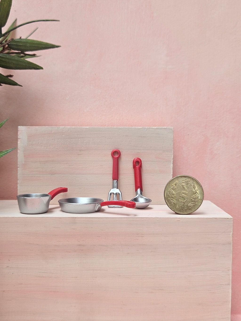 "Miniature plastic utensils collectible for dollhouse cooking set"