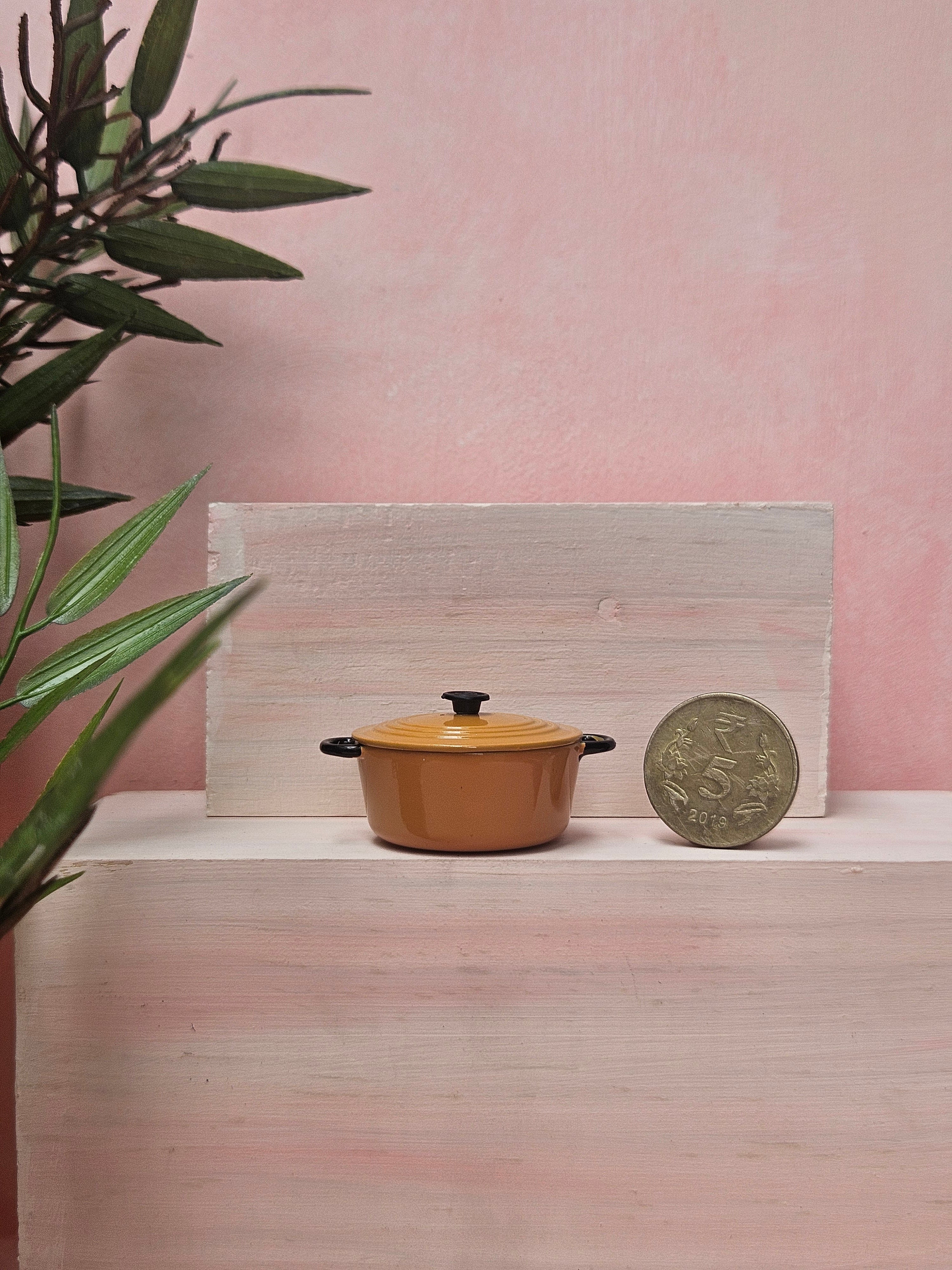 "Handmade miniature serving pan dollhouse kitchen accessory"