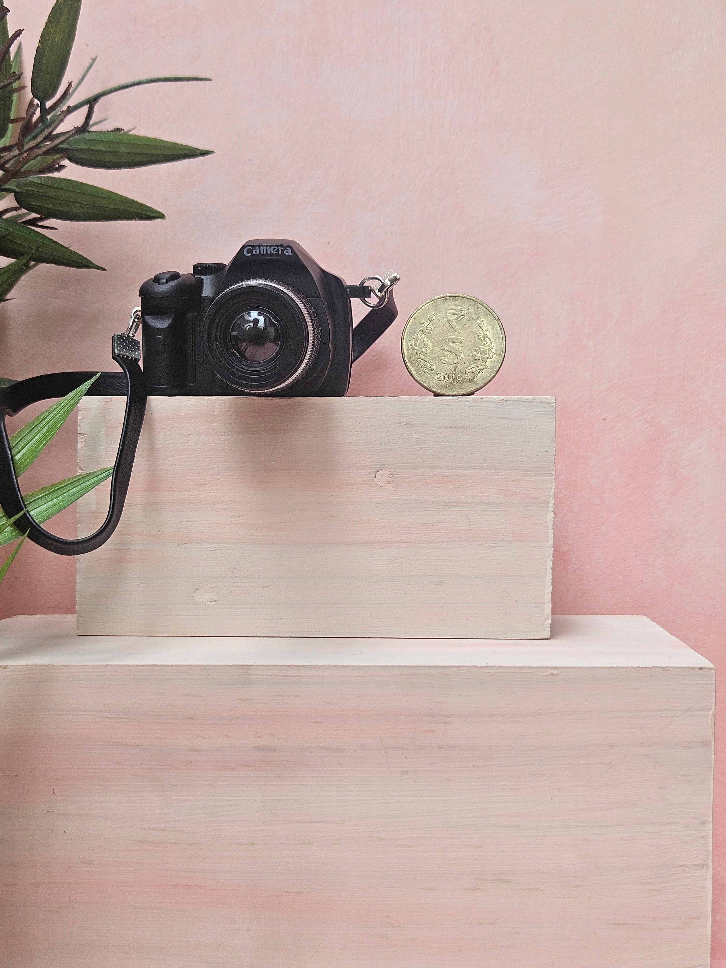 "Miniature SLR camera handmade accessory for dollhouse India"