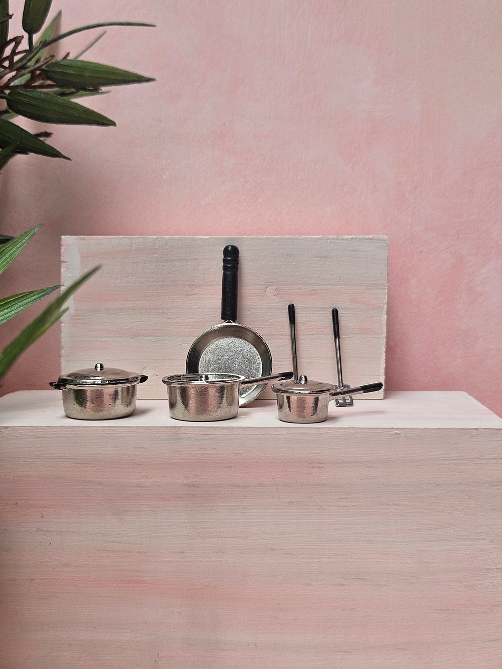"Handmade miniature steel utensils dollhouse kitchen set"
